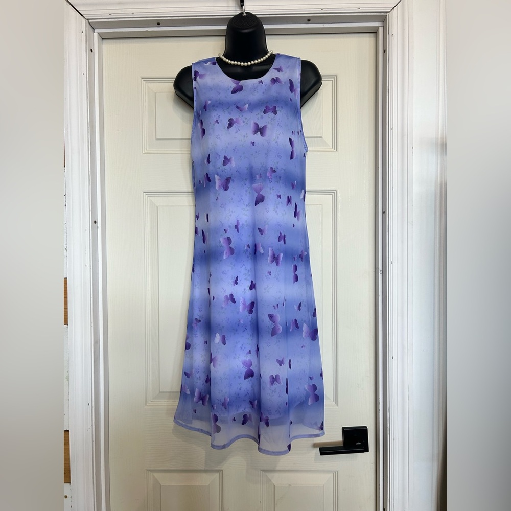 Y2K Fairy Core Sleeveless Lavender Butterfly Print Dress